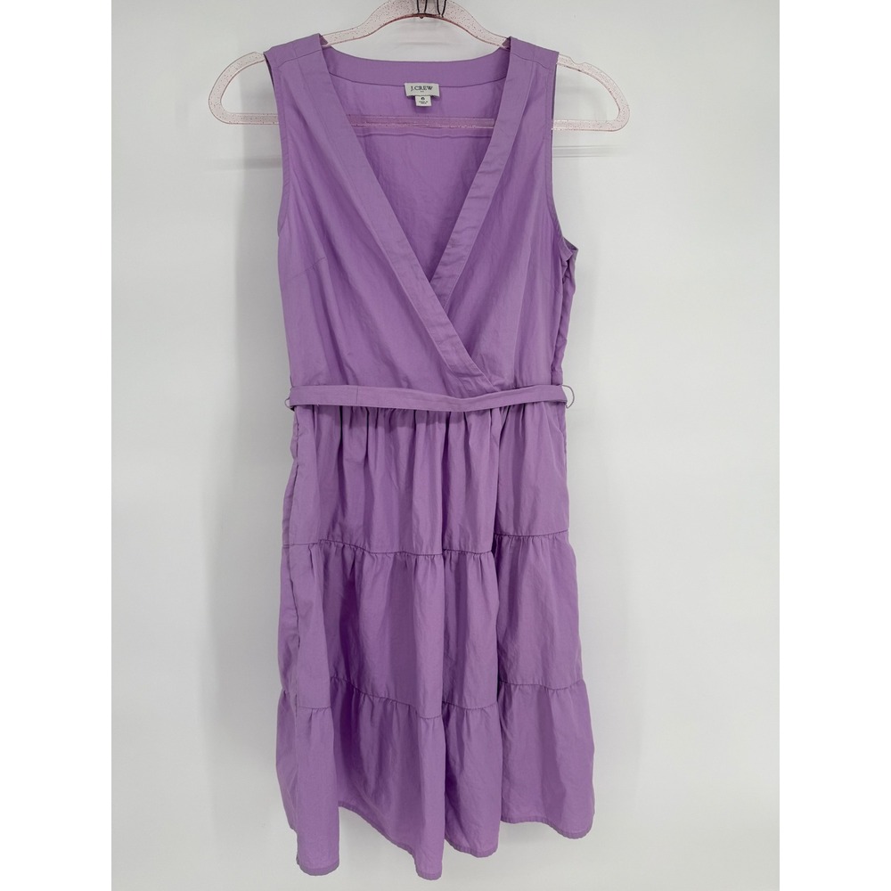 J.Crew Re-Imagined Purple Tiered V-Neck Sleeveless Mini Dress with Belt Sz‎ 6